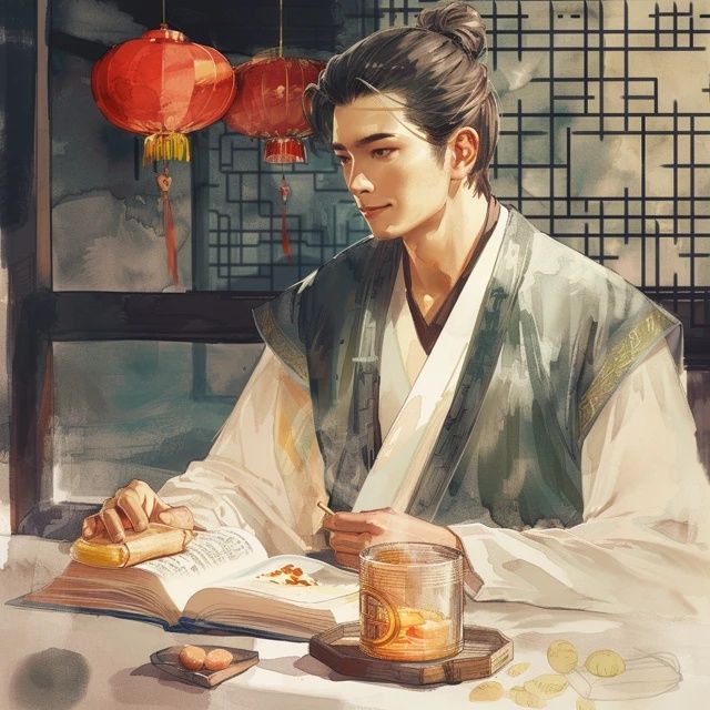 
1. 白居易筆下的夜宴隨筆，與友共享美味，心滿意足而眠。