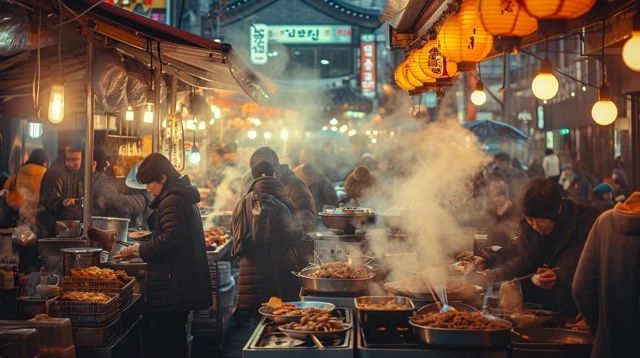 夏日夜幕下的消費場景:燒烤攤與小吃店熱鬧非凡,但一位顧客的行為引發爭議