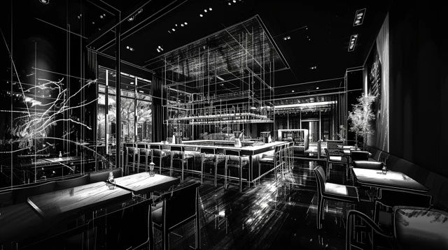 餐廳雅致內景:禮儀與美食共融的用餐環境" 或 "餐廳風尚一覽:品味優雅環境與顧客風采