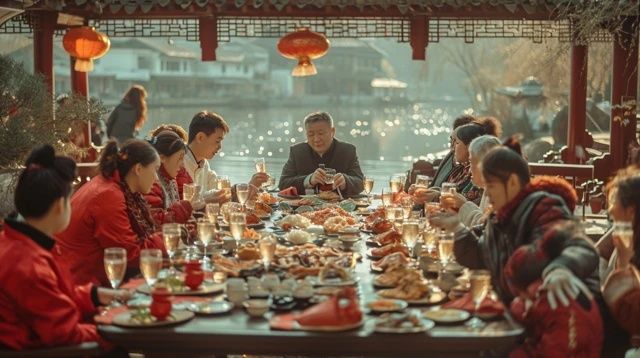 河北邯鄲，一位50歲的女富婆宴請30位老同學吃飯，點了1桌美食