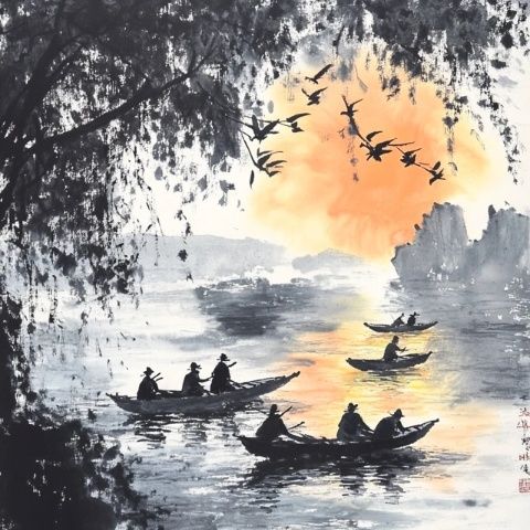 撫仙湖的日落與一片桃源