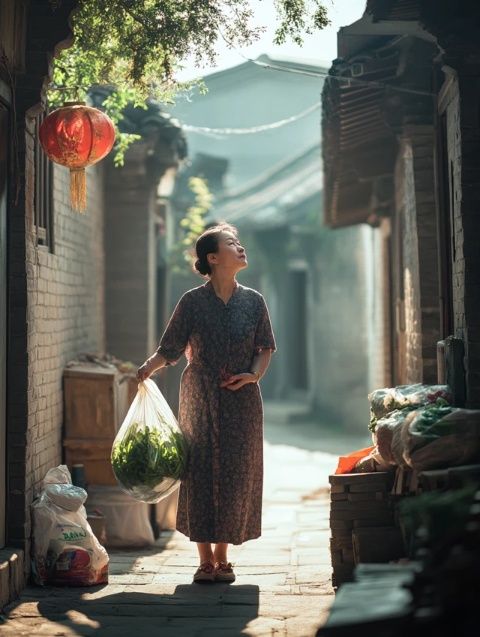 晚照映襯下，斜塘老街：水鄉美景與繁華交相輝映