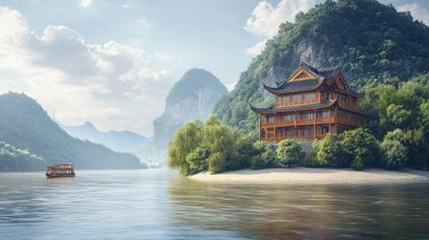 株洲古稱建寧：建寧風景亭閣一道美麗的江景