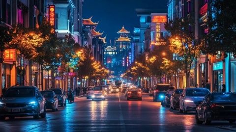 貴陽夜色下的青云街