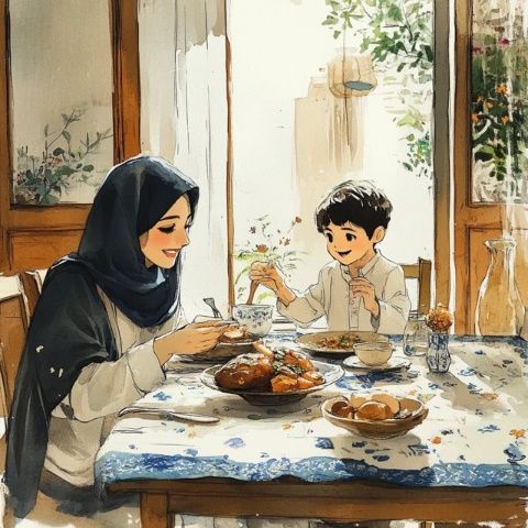 烏蘭察布早餐:奶茶、鮮奶、蒸南瓜與雞蛋白
