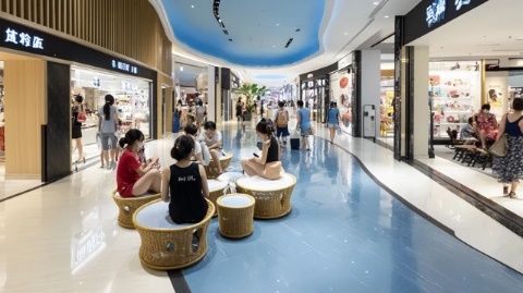 五緣灣天虹購物中心二樓:積木主題餐廳與鄰近的積木教育體驗館