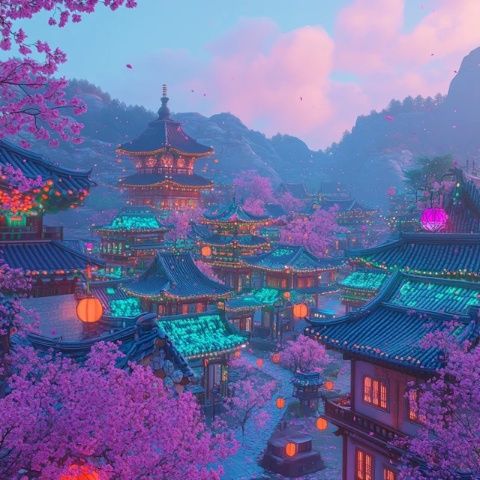 花卉繁盛古城美,春色漸現古都新