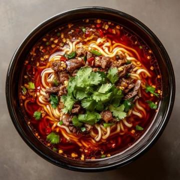內江牛肉面是四川省內江市的特色傳統小吃,以其麻辣鮮香、