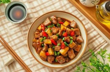 家常美味：紅燒大排、酸甜素白、京醬肉絲素版、爽口炒藕條