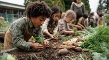 巴州區興文小學校園農場種蔬菜,校門口擺攤搞義賣