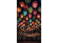 五一假期，寧夏中衛向陽街變成流動的河流，熱鬧的夜晚增添夢幻色彩。