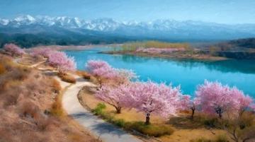 桃花湖度假水域風(fēng)光，風(fēng)格文案任你挑選