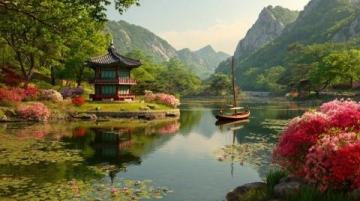 桃花湖度假水域風(fēng)光，風(fēng)格文案任你挑選