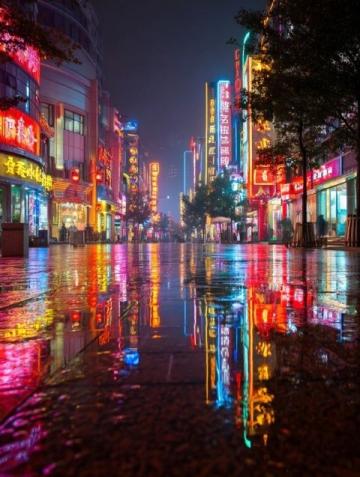 夜晚的汕頭:華僑公園海濱長廊燈火璀璨,人流不息