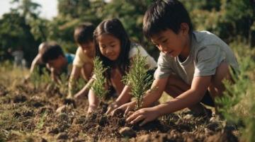 巴州區興文小學校園農場種蔬菜,校門口擺攤搞義賣