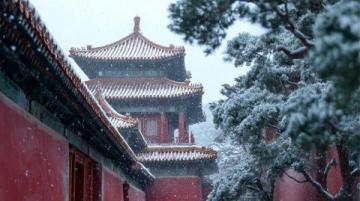 春雪裝點下的景州塔廣場