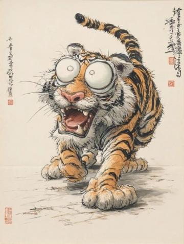 清朝姚墅鄉民在山上突遇老虎，虎一個劍步撲倒了他，利爪抓傷臉頰血流不止