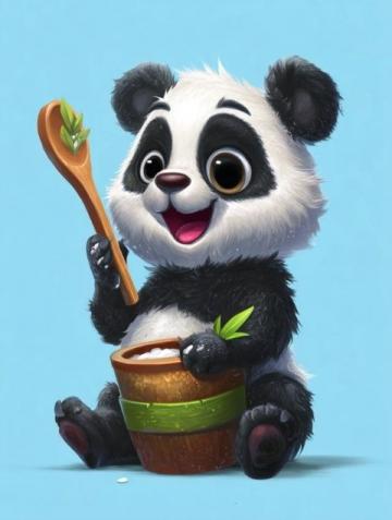 全球唯一棕色大熊貓七仔享用胡蘿卜美食
