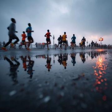 清晨去跑步,天下起了雨