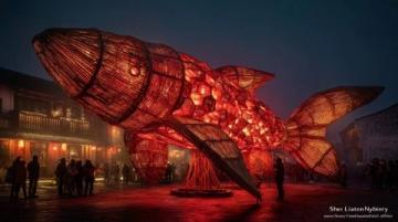 鄭州金融島湖邊：錦鯉嬉戲映波光