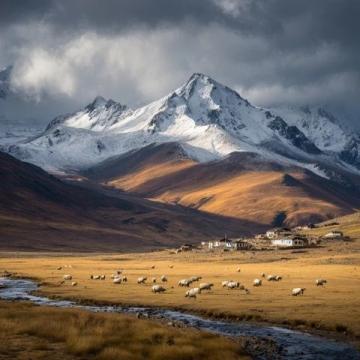 秋色里的巴丹藏寨