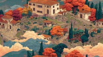 秋色里的巴丹藏寨