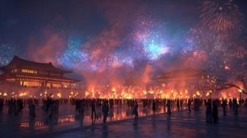 昨晚城門(mén)口的煙花秀美至極