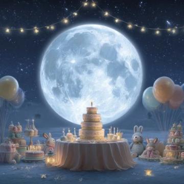 月圓之夜,家人團聚的喜慶氛圍。